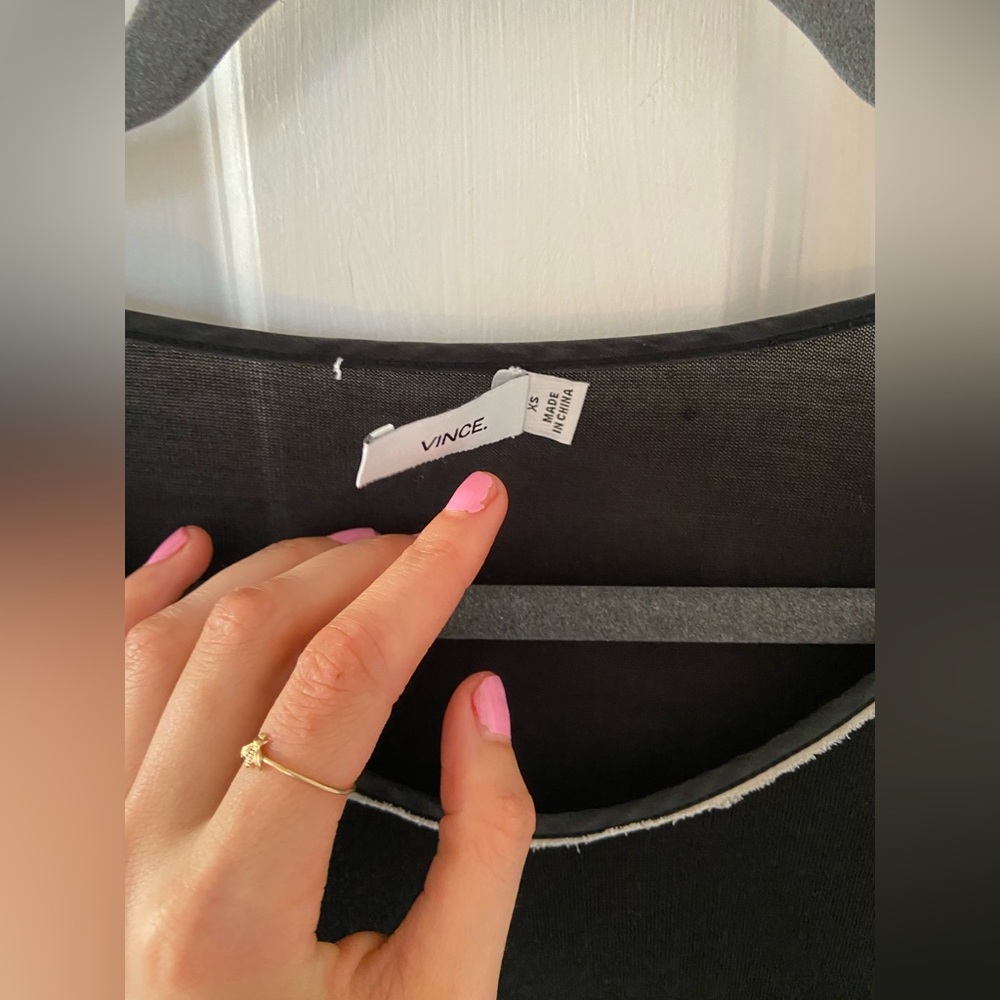 Vince. Sheer Contrast Long Sleeve Basic Flowy Top… - image 6